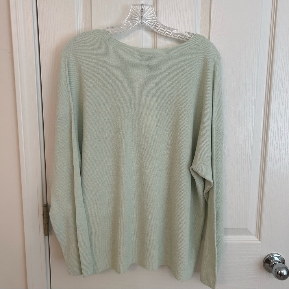 Eileen Fisher Organic Linen Blend Long Sleeve Top Sweater in Mist Size XL - Picture 4 of 6